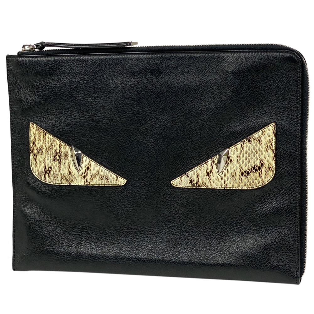 Fendi Bag Bugs Python Pattern Clutch Bag Black - image 1